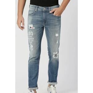 Pepe Jeans Mens Alex Tapered Vapour Stretch Distressed Slim Jeans Sz 30 x 30